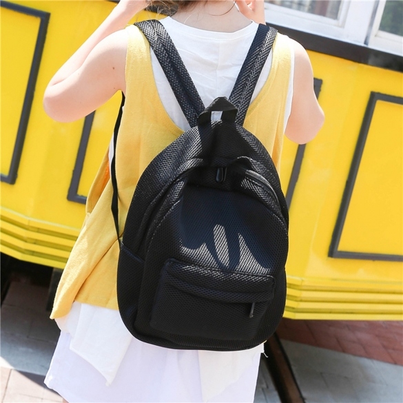 Unisex Backpack Mesh Solid Soft School Bag Casual Outdoor Fashion Rucksack