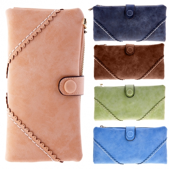 Women's Fashion Long Wallet Retro Button Handbag Wallet Purse