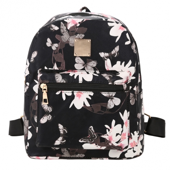 Fashion Women Floral Print Travel Vintage Style Synthetic Leather Backpack