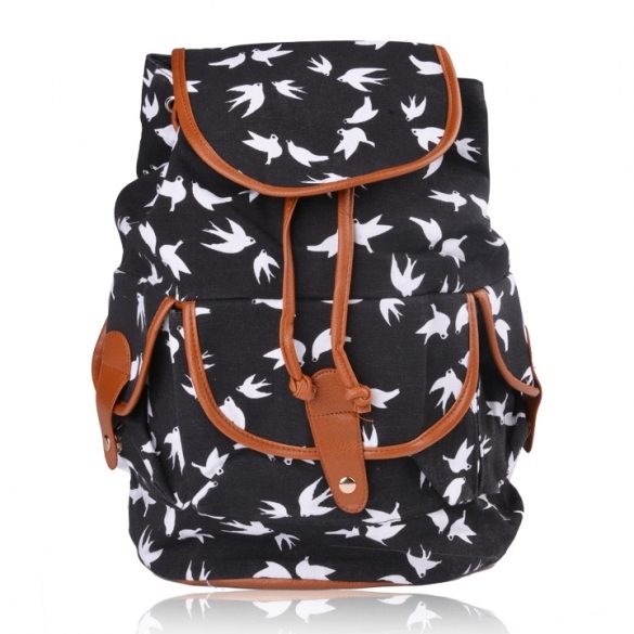 Women Girl Canvas Rucksack Vintage Flower Backpack School Book Shoulder Bag