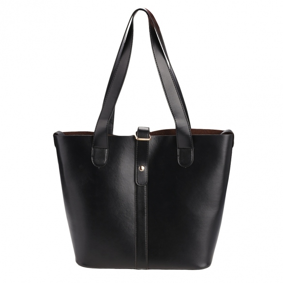 Faux Leather Tote Bag Featuring Slip-in Closure