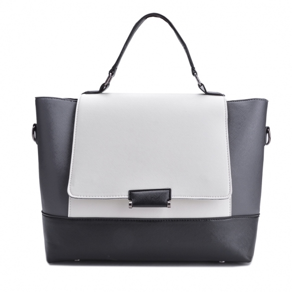 Cool Girl Lady Fashion Women Synthetic Leather Handbag Contrast Color Shoulder Bag