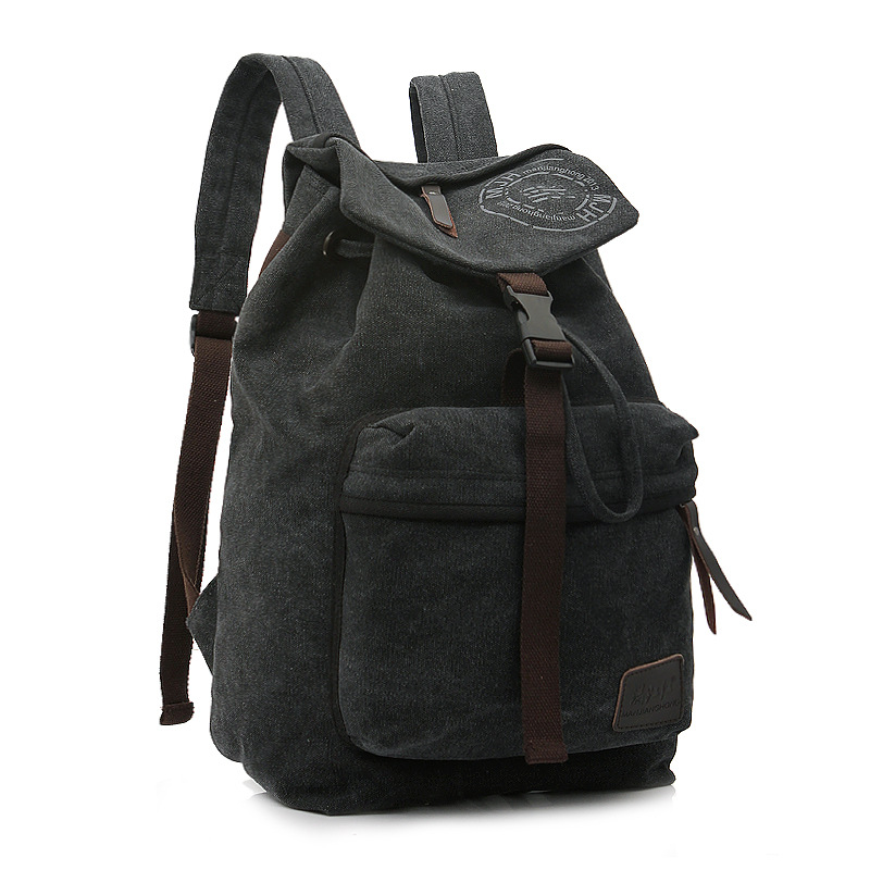 Folder Cover Solid Color Canvas Backpack Leisure Bag on Luulla