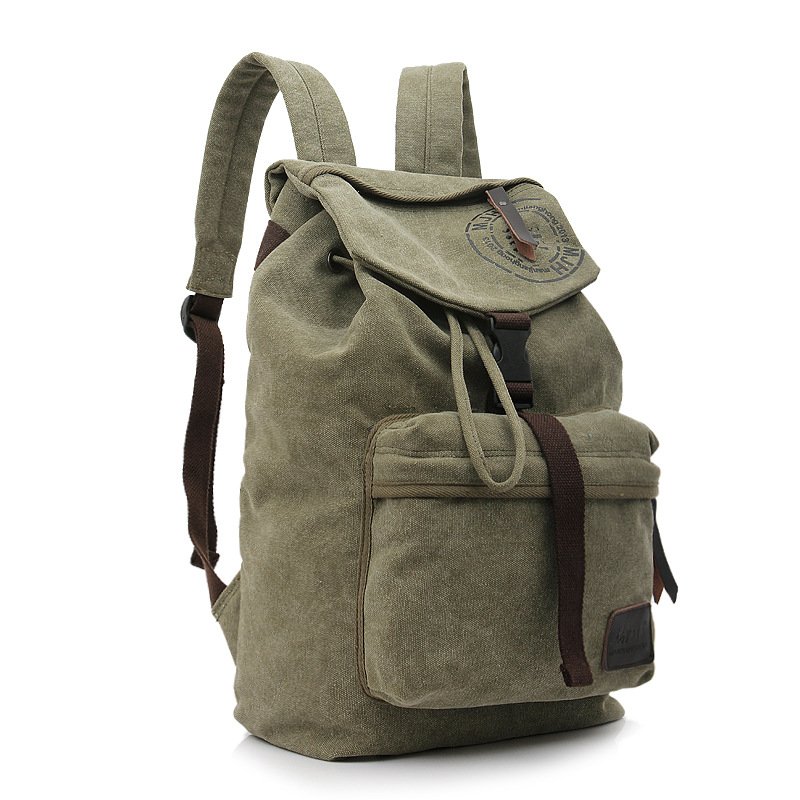 Folder Cover Solid Color Canvas Backpack Leisure Bag on Luulla