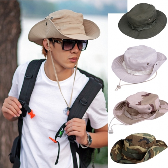 Fishing Hiking Boonie Snap Brim Military Bucket Sun Hat Cap Woodland Camo on Luulla