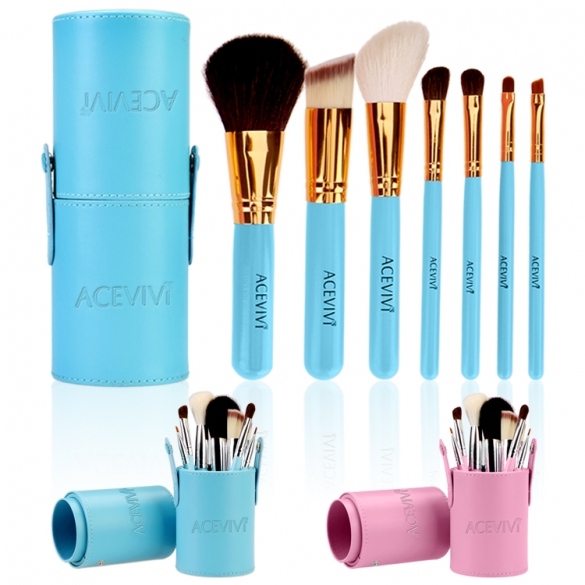 Fashion Women Lady's 7pcs Makeup Cosmetic Tools??powder Foundation Blush Brush Brushes Set In Barrel
