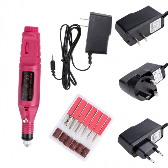 Fast Nail Art Drill Kit Set Electric File Buffer Bits Acrylic Portable Salon Machine US/EU/UK Plug
