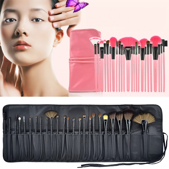 24pcs Professional Wool Cosmetic Makeup Brush Set Kit Brushes&tools Make Up Case
