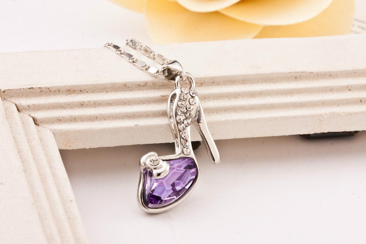 Korean Personalized High Heels Crystal Pendant Clavicle Necklace
