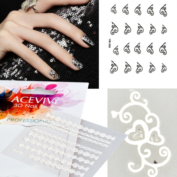 Acevivi New Fashion Women Professional Nail Care 3D Flower Nail Art??Manicure Fingernail Wraps Sticker Sheet