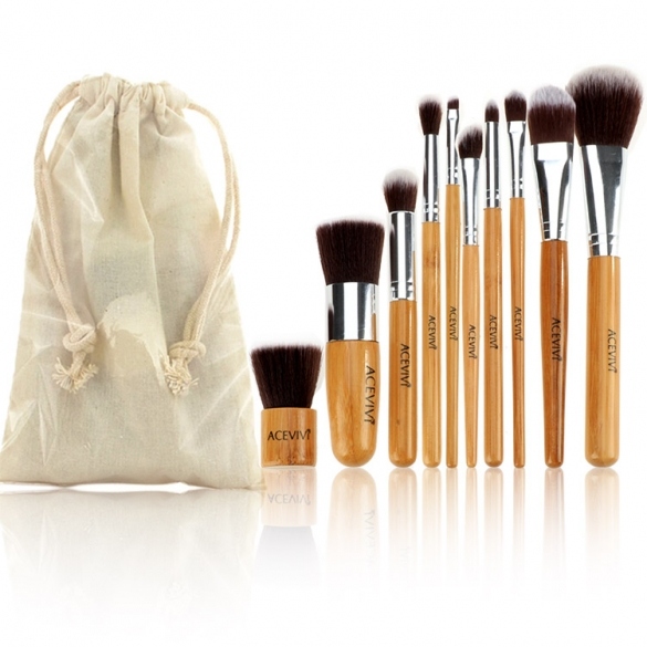 Acevivi Fashion Professional 10pcs Soft Cosmetic Tool Makeup Brush Set Kit With Pouch