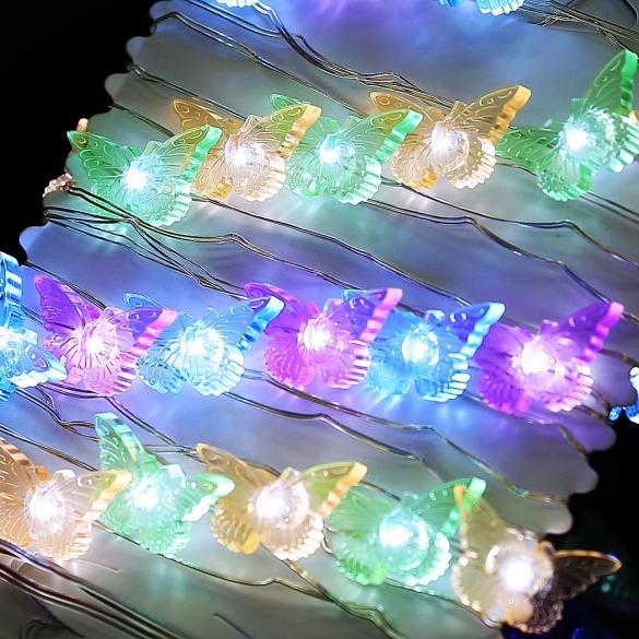 3m 40 Led Copper Wire String Light Butterfly Battery Power Party Christmas Decor Light With Remote Control