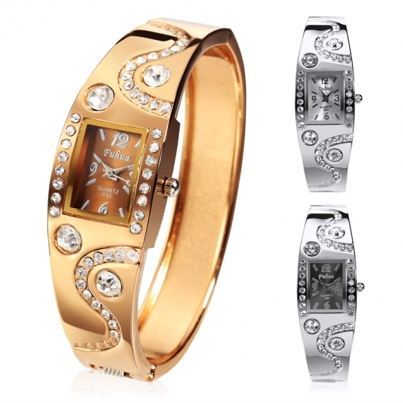 Women Fashion Casual Stainless Steel Bracelet Crystal Quartz Wrist Watch