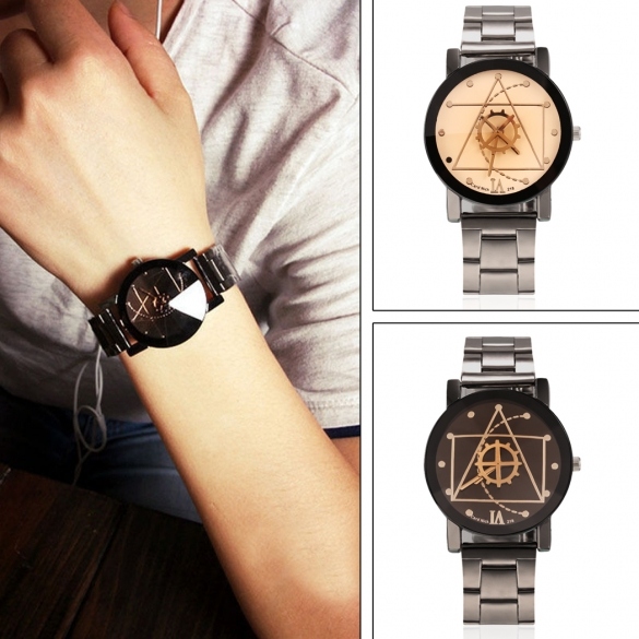 Men/women Lovers Quartz Analog Compass Stainless Steel Wrist Watch