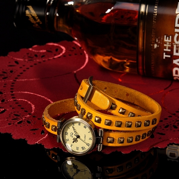 Punk Style Retro Vintage Style Quartz Pu Leather Roma Number Dial Quartz Wrist Watch