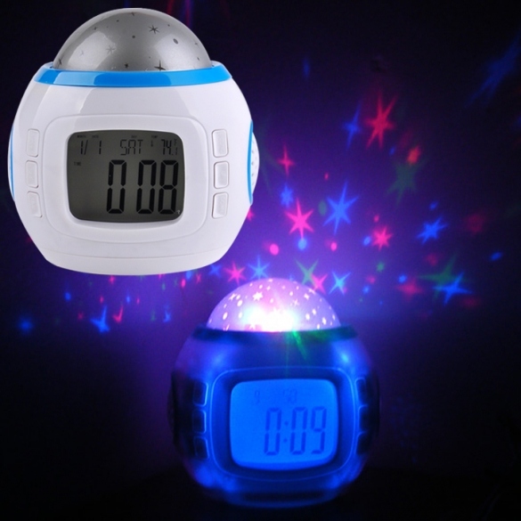 Music Alarm Clock With Calendar Thermometer Star Sky Projection Thermometer