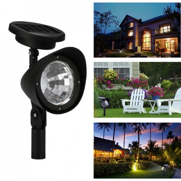 New Solar Garden Lamp Spot Light Outdoor Lawn Landscape Path 3 LED Spotlight Black