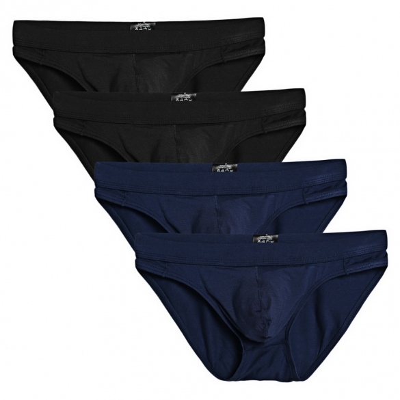 Ekouaer Men Briefs Solid Soft Medium Waist Daily Underwear Full-cut Pack Of 4