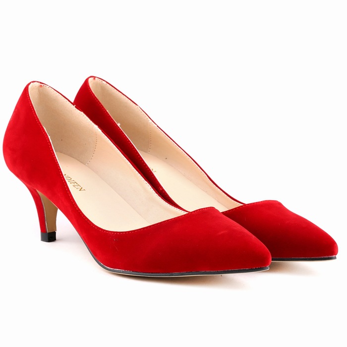 Beautiful Suede Shallow Middle Heels Shoes on Luulla
