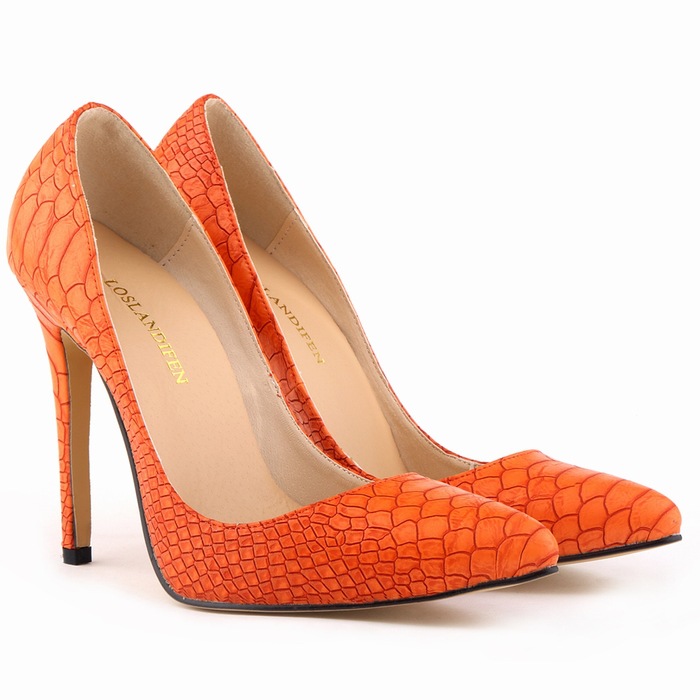 Orange snake print shoes new arrivals