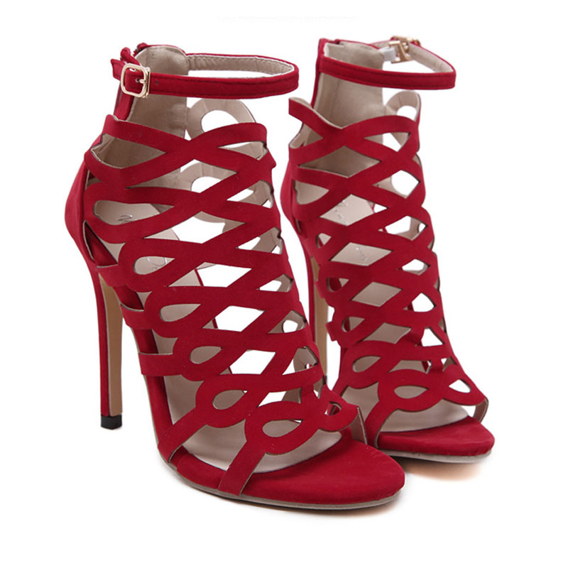 Peeptoe Hollowout Back Zipper Ultra High Heels Sandals on Luulla