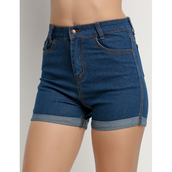 Korea Style Fashion Women Summer High Waist Crimping Denim Shorts Jeans Shorts