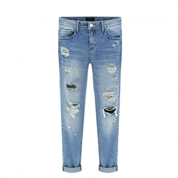 Women's Ripped and Distressed Skinny Jeans , Denim Trousers