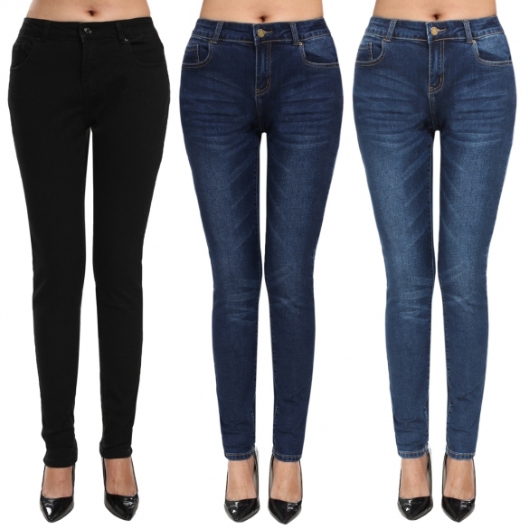 Angvns Fashion Women Casual Solid Long Jeans Skinny Denim Slim Jeans Pants