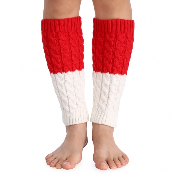 Avidlove European Women Lady Girl Leg Warmer Patchwork Splicing Knit Crochet Boots Cuffs