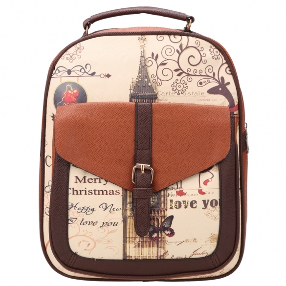 Fashion Women Synthetic Leather Printing College Bag School Bags Backpack