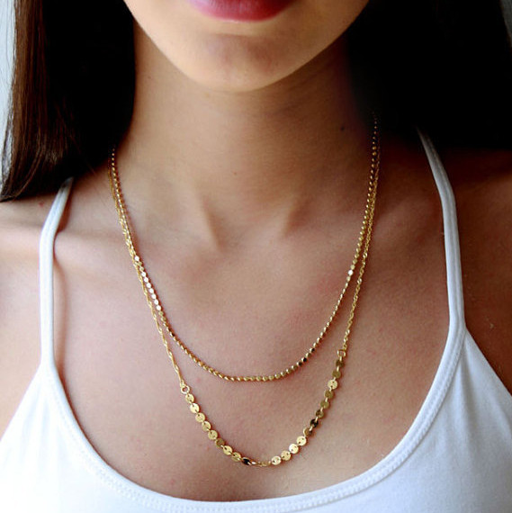 Fashion Sequined Double Layers Necklace