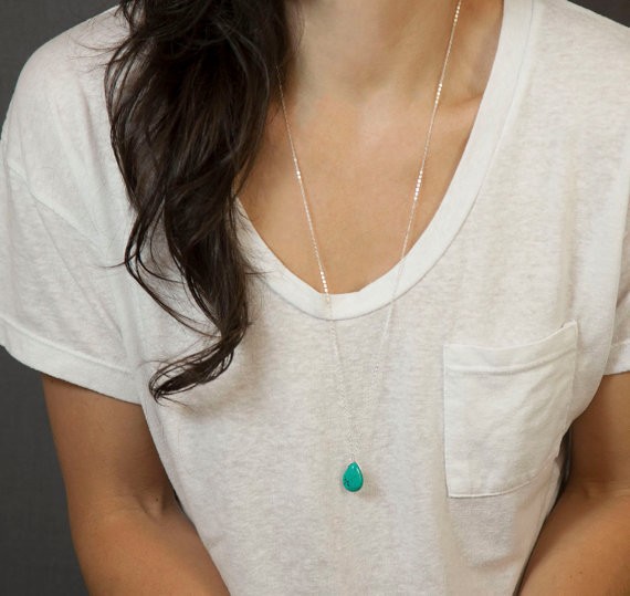 Simple Water Droplets Sweater Chain Long Necklace