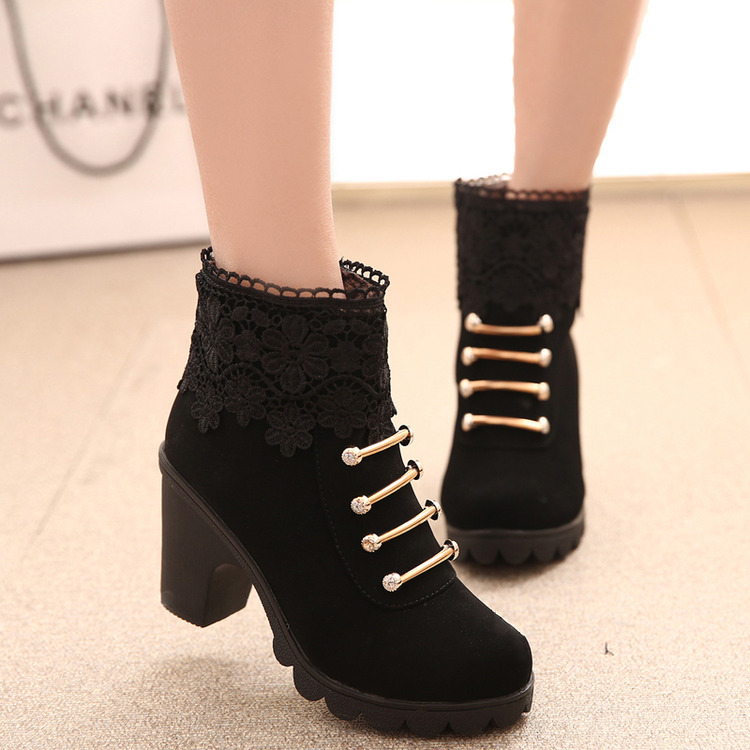 Lace Tassels Diamond Short Martin Boots