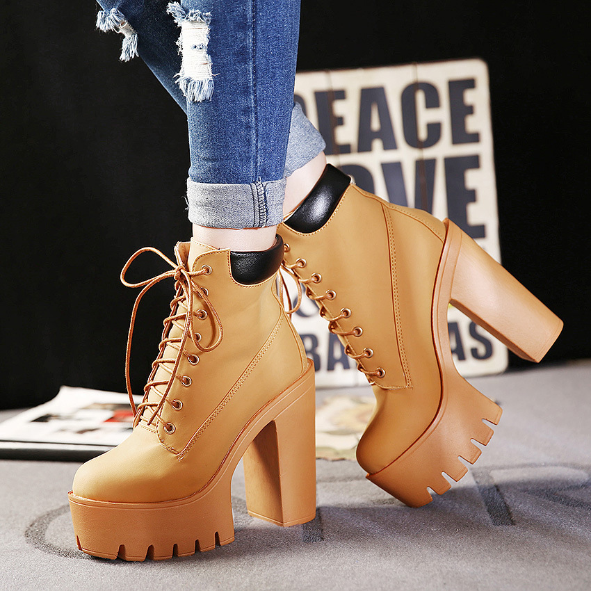 Ultra-high Chunky Heel Short Canister Martin Boots