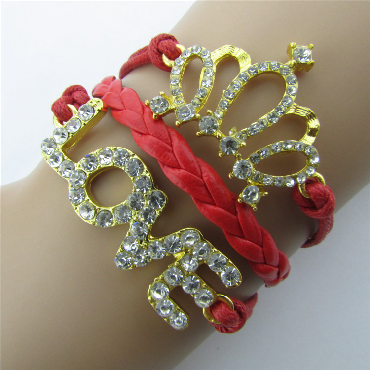 Crown Love Retro Leather Cord Bracelet