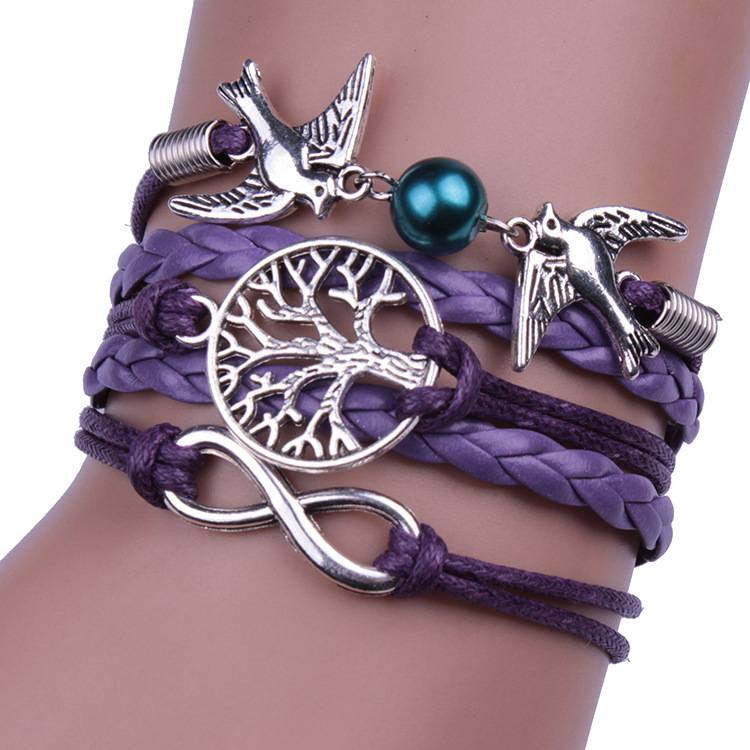 Purple Dove Tree Of Life Bracelet