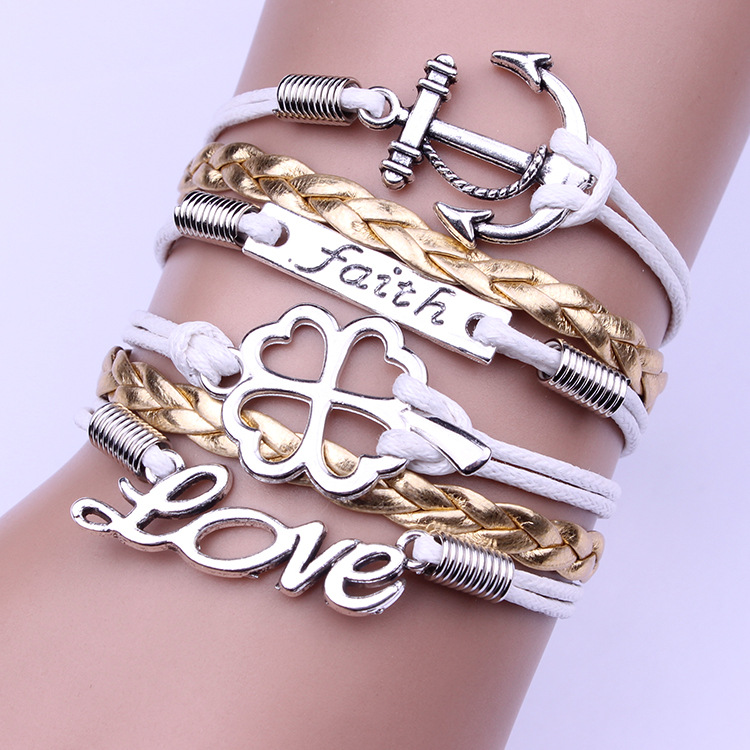 Love Lucky Clover Anchor Bracelet