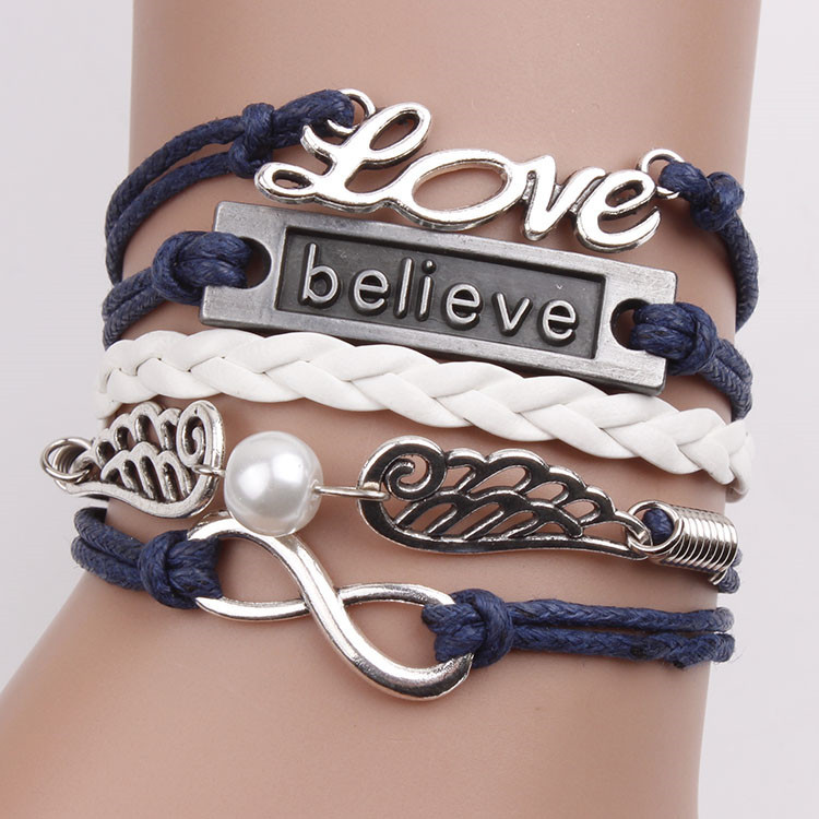 Fashion Love Believe Wings Element Bracelet