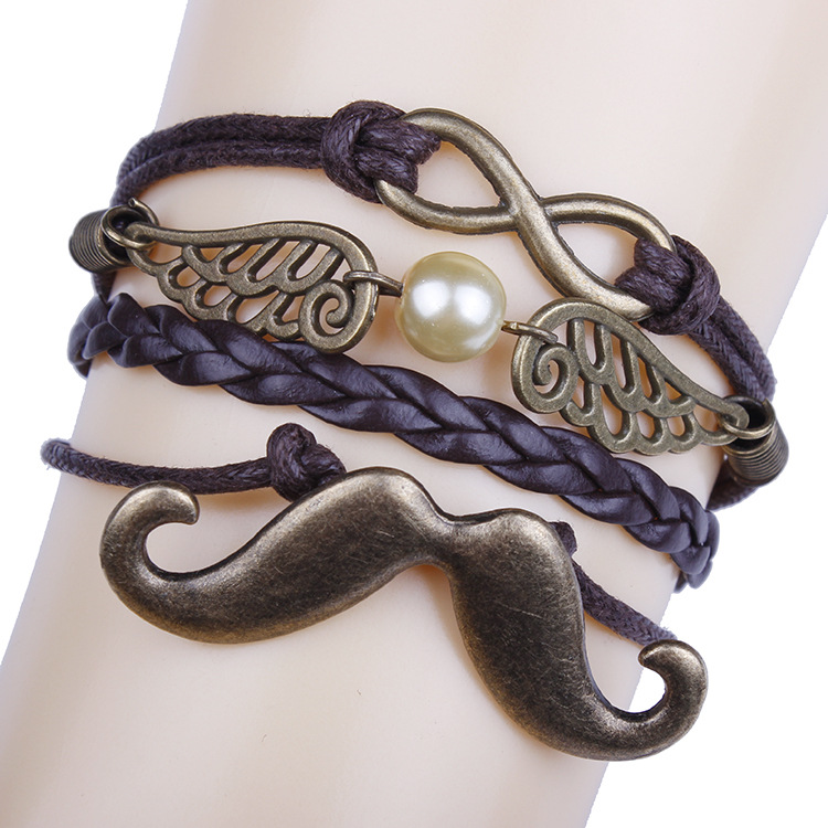 Mustache Wings Diy Handmade Multilayer Woven Bracelet