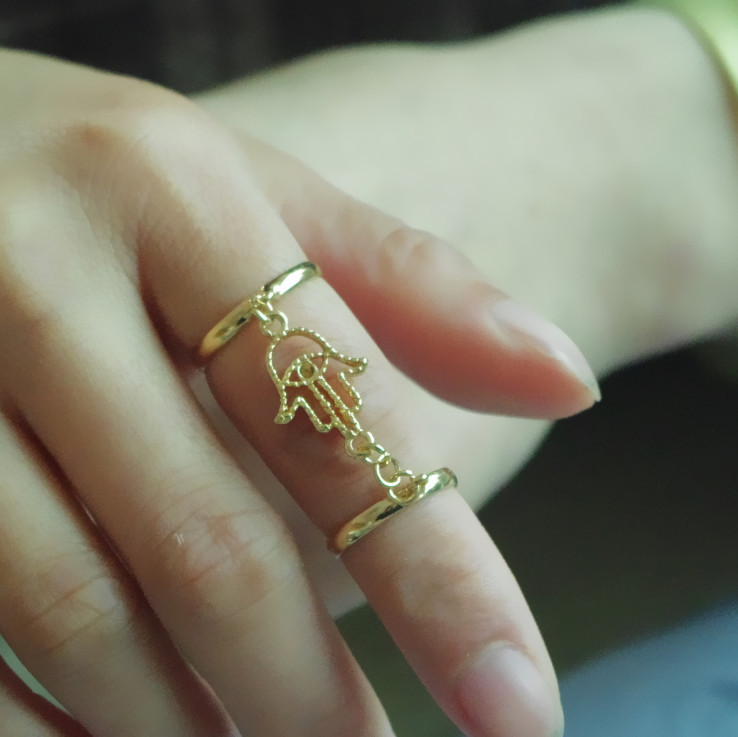 Crystal Hand Shape Multi-finger Ring