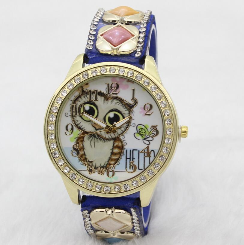 Cute Owl Square Gems Watch