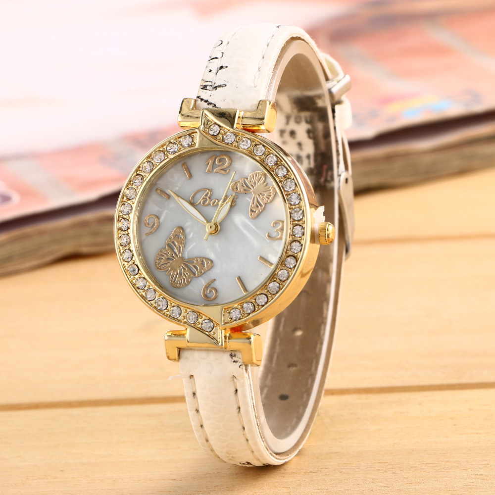 Crystal Butterfly Leather Gift Watch