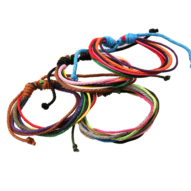 Hemp Wax String Woven Colorful Bracelet