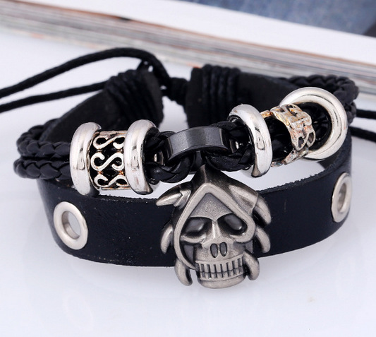 Punk leather bracelets clearance