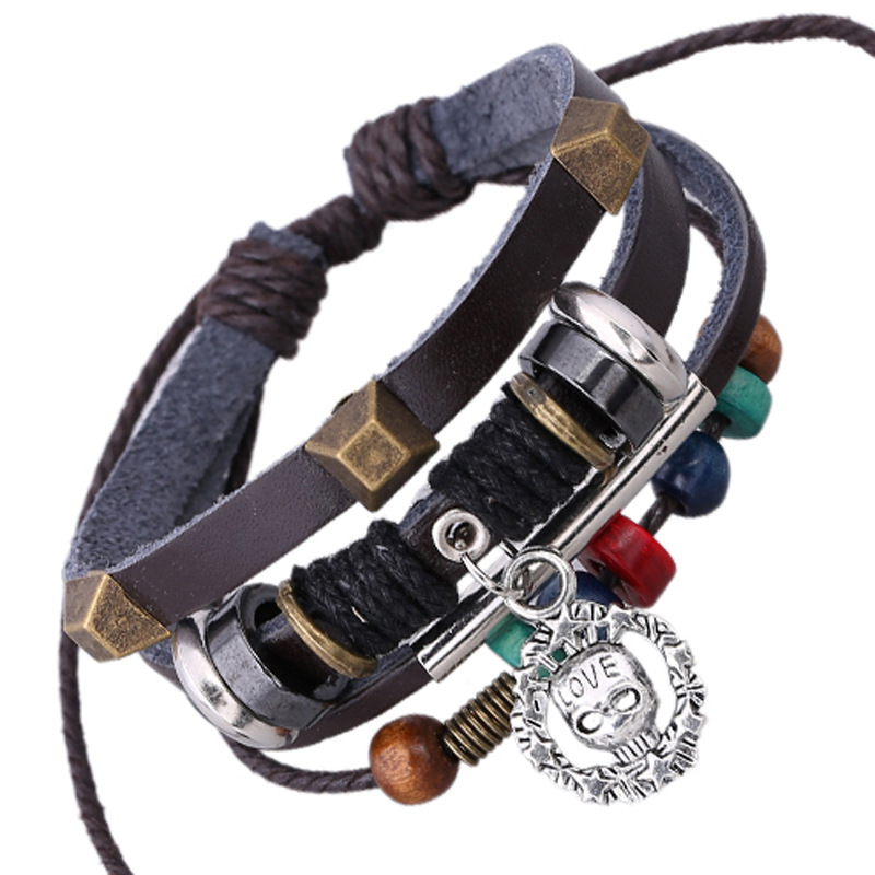 Fashion Men's Multi-layer Leather Wide Bracelet Personality
