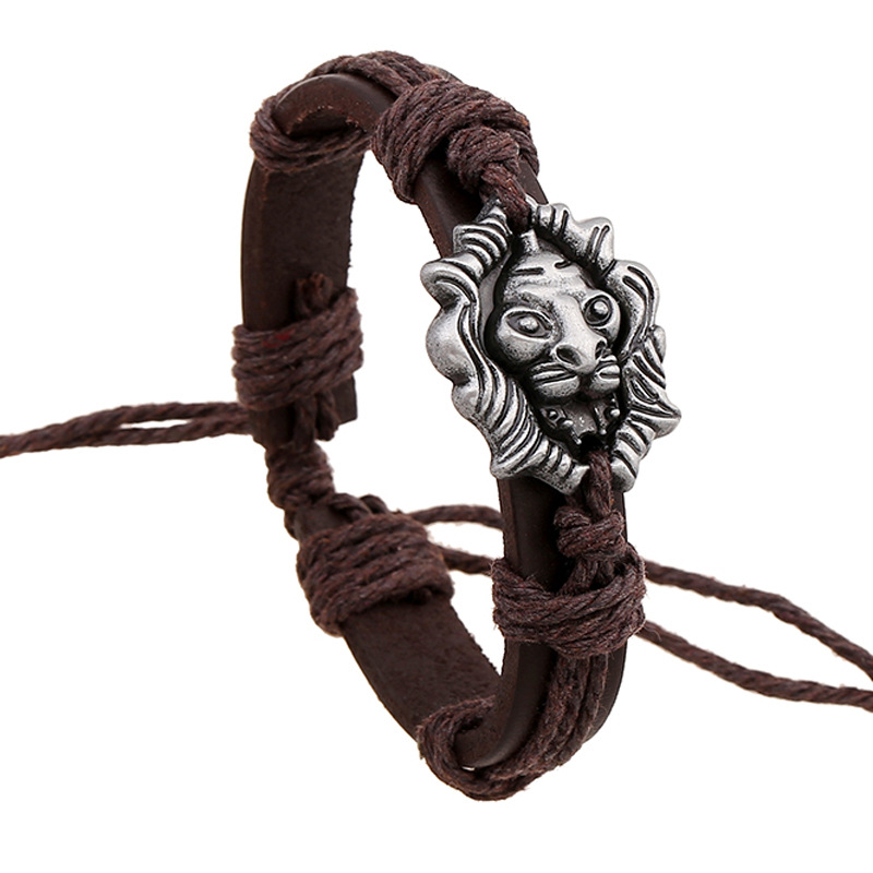 Lion leather bracelet sale