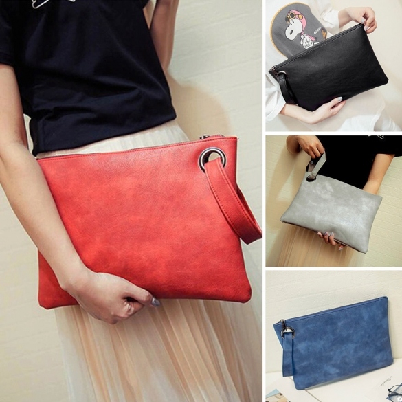 New Fashion Women Solid Clutch Bag Synthetic Leather Envelope Bag Clutch Handbag