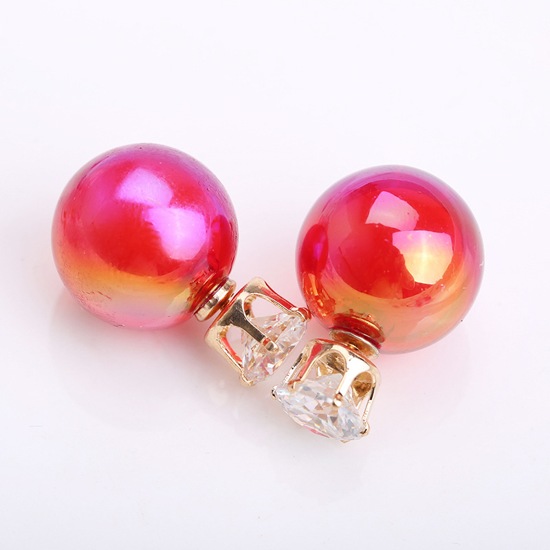 Multicolor Double Pearl Zircon Earring