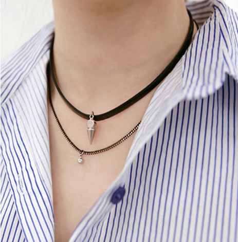 Sweet Personality Rivet Light Drill Chain Double Necklace