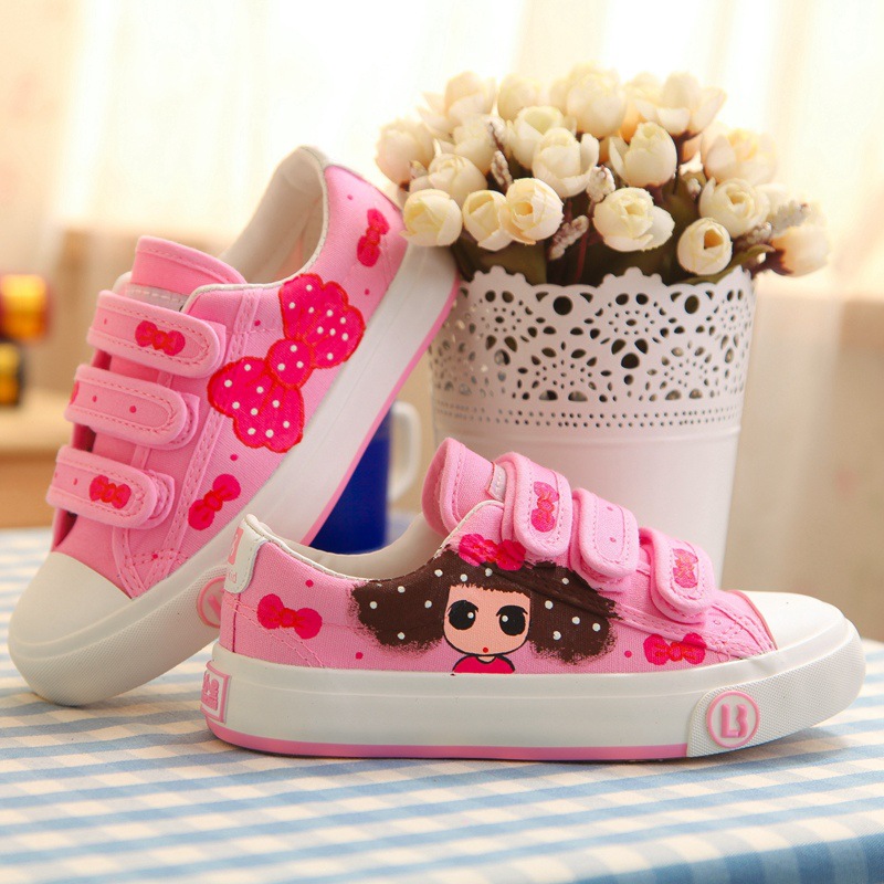 Cute Velcro Hand-painted Canvas Sneakers